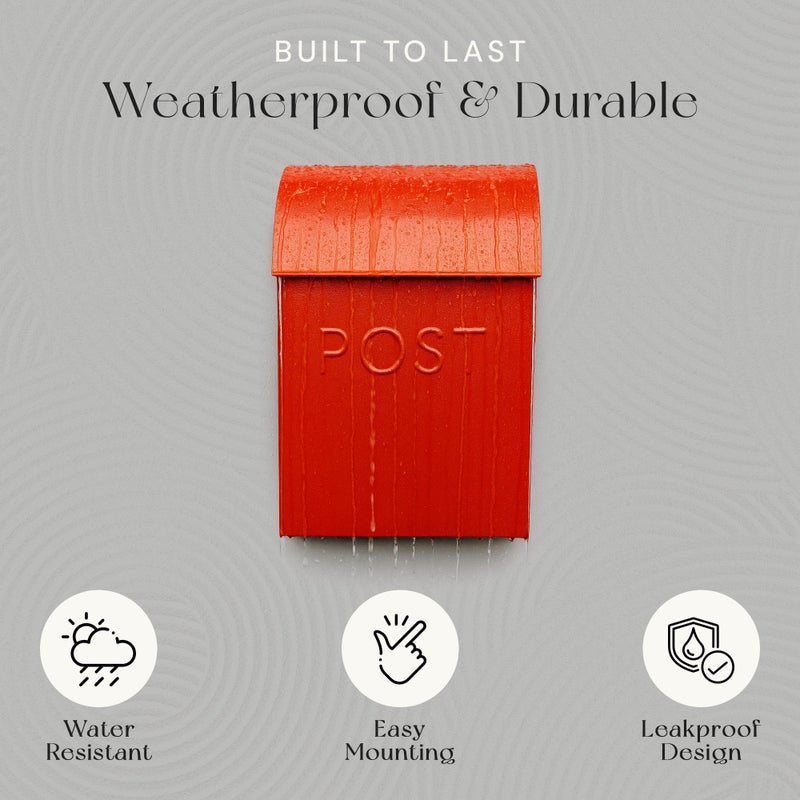 NACH Mailboxes for Outside Wall Mount, 15 x 10 x 4 inches, Red Wall Mounted Mailbox and Newspaper Holder, Waterproof Mailbox for Door - The Milano Mailbox - Image 4